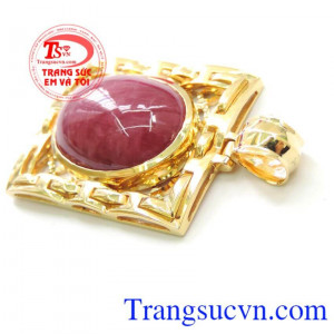 Mặt Dây Chuyền Nam Gắn Đá Ruby Phong Thủy