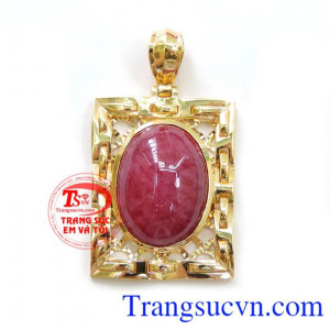 Mặt Dây Chuyền Nam Gắn Đá Ruby Phong Thủy vàng 14k bền đẹp