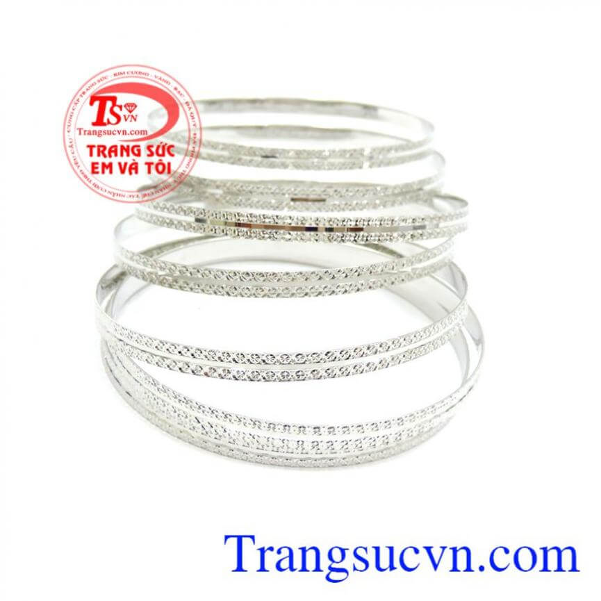 Vòng tuần vàng trắng 18k Ý