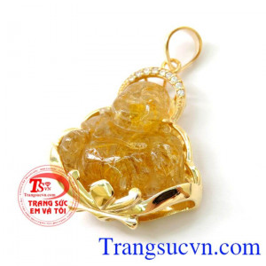 Mặt di lặc thạch anh tóc vàng