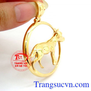 Mặt vàng tuổi Tuất, mặt dây vàng tây đá quý hình con giáp, mặt vàng 10k đẹp, chuẩn chất lượng