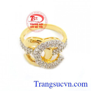Nhẫn Gắn Đá Xinh, nhẫn nữ vàng tây , nhẫn nữ hàng hiệu.