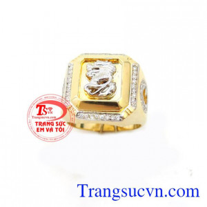 Nhẫn nam rồng vàng 10k, nhẫn nam vàng tây 10k chạm khắc rồng và chữ G sang trọng, chiếc nhẫn nam tinh tế, vàng 10k chuẩn chất lượng , giao hàng toàn quốc