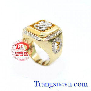 Nhẫn nam rồng vàng 10k, nhẫn nam vàng tây 10k chạm khắc rồng và chữ G sang trọng, chiếc nhẫn nam tinh tế, vàng 10k chuẩn chất lượng , giao hàng toàn quốc