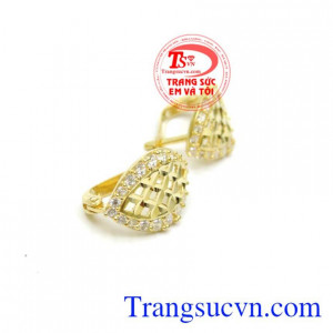 Bông tai nữ cành vàng lá ngọc