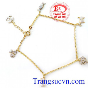 Vòng Đeo Chân Cho Nữ May Mắn, lắc chân vàng nữ đẹp, lắc chân nữ vàng đính nhiều loại hình nhưng cá tính, thiết kế độc đáo.