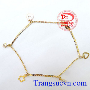 Lắc Đeo Chân Nữ 10k , lắc chân vàng tây, thiết kế và chế tác tinh tế, lắc tay vàng tây đường nét sáng bóng,bền đẹp.