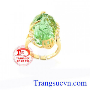 Nhẫn nữ tỳ hưu đá xanh lục, nhẫn nữ tỳ hưu đá nhân tạo xanh lục trong chạm khắn tỳ hưu đẹp, chiếc nhẫn bọc vàng 10k chuẩn chất lượng, sản phẩm bảo hành 6 tháng, giao hàng toàn quốc, nhẫn nữ đá nhân tạo giá rẻ thời trang