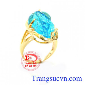 Nhẫn nữ tỳ hưu đá lam, nhẫn nữ tỳ hưu đá nhân tạo xanh lam đẹp, chiếc nhẫn nữ tỳ hưu giá rẻ là món quà vừa sang trọng lại vừa túi tiền, chiếc nhẫn nữ tỳ hưu mang ý nghĩa tài lộc và may mắn, đem lại niềm vui trong cuộc sống