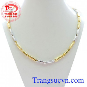Dây Chuyền Nam Đeo 2 Màu Sáng Bóng , dây chuyền nam vàng tây, dây chuyền nam 10k
