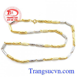 Dây Chuyền Nam Đeo 2 Màu Sáng Bóng , dây chuyền nam vàng tây, dây chuyền nam 10k
