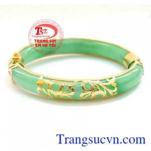 Vòng ngọc sáng bọc vàng 10k 