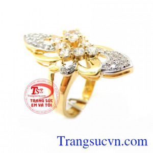 Nhẫn Nữ Hoa Vàng Cá Tính chất lượng vàng đảm bảo. Nhẫn Nữ Hoa Vàng Cá Tính, nhẫn nữ vàng tây, nhẫn nữ đẹp