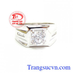 Nhẫn nam vàng trắng 18k đẹp,chiếc nhẫn nam vàng trắng thiết kế kiểu Italy sang trọng , nhân nam vàng đính đá thời trang, nhẫn vàng trắng 18k sáng, bền màu, bảo hành 1 năm, có thu mua lại với thời hạn vĩnh viễn