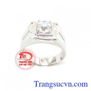 Nhẫn nam vàng trắng 18k đẹp,chiếc nhẫn nam vàng trắng thiết kế kiểu Italy sang trọng , nhân nam vàng đính đá thời trang, nhẫn vàng trắng 18k sáng, bền màu, bảo hành 1 năm, có thu mua lại với thời hạn vĩnh viễn