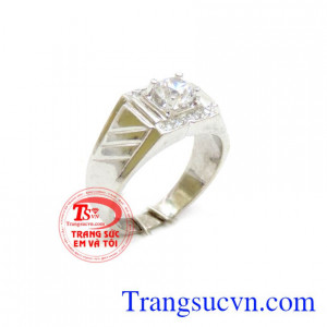 Nhẫn vàng trắng 18k phong cách cho nam, chiếc nhẫn nam vàng trắng đẹo, sang trọng, vàng chuẩn chất lượng, nhẫn nam thiết kế kiểu dáng đường nét phóng khoáng, thể hiện cá tính mạnh mẽ, bản lĩnh của người đàn ông