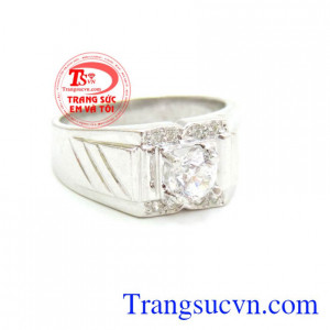 Nhẫn vàng trắng 18k phong cách cho nam, chiếc nhẫn nam vàng trắng đẹo, sang trọng, vàng chuẩn chất lượng, nhẫn nam thiết kế kiểu dáng đường nét phóng khoáng, thể hiện cá tính mạnh mẽ, bản lĩnh của người đàn ông