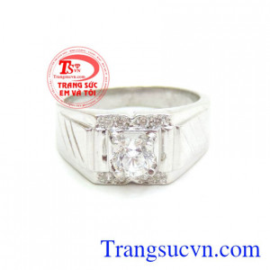 Nhẫn vàng trắng 18k phong cách cho nam