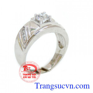 Chiếc nhẫn nam vàng trắng cho nam thiết kế đơn giản mà tinh tế