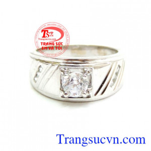 Chiếc nhẫn nam vàng trắng cho nam thiết kế đơn giản mà tinh tế