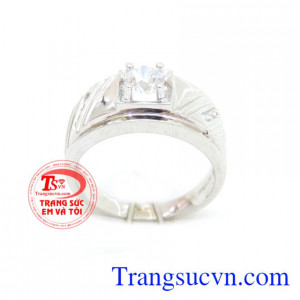 Chiếc nhẫn nam vàng trắng cho nam thiết kế đơn giản mà tinh tế