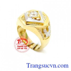 Nhẫn nam đại bàng 18k, nhẫn nam vàng tây đẹp, chuẩn chất lượng, nhẫn nam thiết kế cánh đại bàng bên má, chiếc nhẫn mang phong cách hiện đại trẻ trung cho nam. Chiếc nhẫn nam đẹp