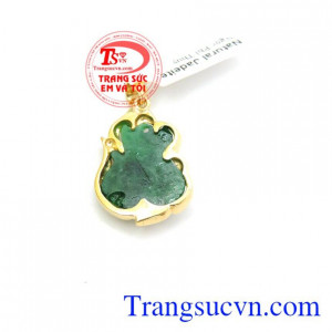 Mặt hồ ly ngọc cẩm thạch bọc vàng xinh