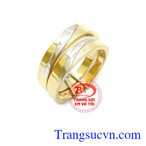 Cặp Nhẫn Cưới Hòa Quyện, nhẫn cưới đẹp, nhẫn cưới vàng vàng tây