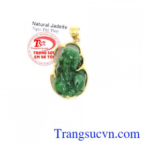 Mặt tỳ hưu 14k ngọc cẩm thạch, Tỳ Hưu không chỉ hút tinh huyết ma quái, mà còn hút vàng bạc, báu vật trong trời đất