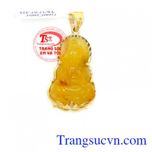 Mặt phật thạch anh tóc vàng 14k 