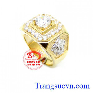 Nhẫn Nam Kim Cương Nhân Tạo Xu Hướng Mới chất lượng cao. Nhẫn Nam Kim Cương Nhân Tạo Xu Hướng Mới, nhẫn nam vàng tây, nhẫn nam đẹp