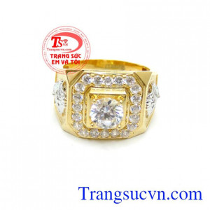 Nhẫn Nam Kim Cương Nhân Tạo Xu Hướng Mới chất lượng cao. Nhẫn Nam Kim Cương Nhân Tạo Xu Hướng Mới, nhẫn nam vàng tây, nhẫn nam đẹp
