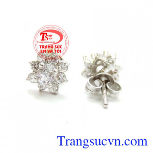 Đôi hoa tai vàng trắng 18k