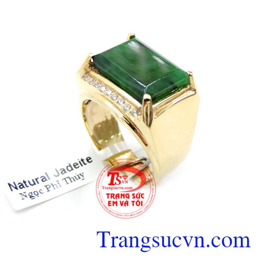 Nhẫn Ngọc Cẩm Thạch Vàng 14K Cho Nam