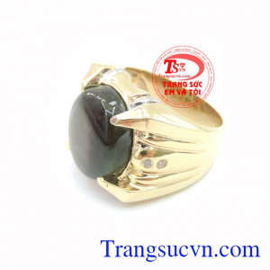 Nhẫn Nam Saphire Lịch Lãm, nhẫn nam đẹp, nhẫn nam vàng 14k gắn đá đá quý Saphire thiên nhiên. Sản phẩm có giấy kiểm định kèm theo. Bảo hành 1 năm.