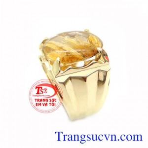 Nhẫn Nam Vàng Thạch Anh Tóc chất lượng vàng đảm bảo. Chiếc Nhẫn Nam Vàng Thạch Anh Tóc, nhẫn nam vàng tây, nhẫn nam đẹp