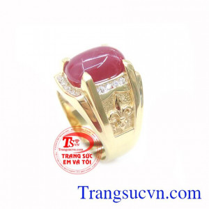 Nhẫn Nam Đá Ruby Phong Thủy chất lượng vàng đảm bảo. Nhẫn Nam Đá Ruby Phong Thủy, nhẫn nam vàng tây, nhẫn nam đẹp