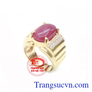 Nhẫn Nam Vàng 14k Gắn Đá Ruby chất lượng cao. Nhẫn Nam Vàng 14k Gắn Đá Ruby, nhẫn nam vàng tây, nhẫn nam đẹp