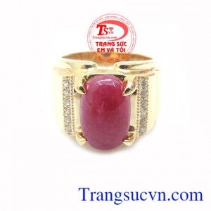 Nhẫn Nam Vàng 14k Gắn Đá Ruby sang trọng, thời trang và đẳng cấp