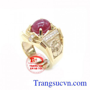 Nhẫn Nam Đầu Sư Tử Gắn Đá Ruby Tinh Tế chất lượng cao. Nhẫn Nam Đầu Sư Tử Gắn Đá Ruby Tinh Tế , nhẫn nam vàng tây, nhẫn nam đẹp