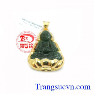 Mặt Phật Nephrite Bọc Vàng Sang Trọng