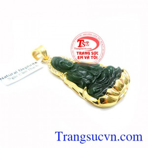 Mặt Phật Nephrite Bọc Vàng Sang Trọng, mặt dây chuyền nam đẹp, mặt phật bọc vàng