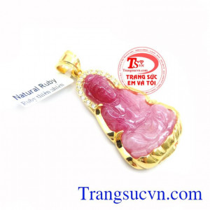 Mặt Phật Quan Âm Ruby Bọc Vàng 10k chất lượng cao