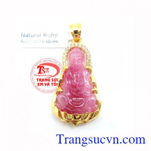 Mặt Phật Ruby Bọc Vàng Tinh Tế, mặt dây chuyền nam, mặt ruby bọc vàng đẹp