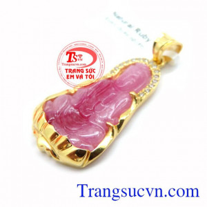 Mặt phật quan âm ruby vàng 10k Món quà ý nghĩa dành tặng cho mọi người ai ai đều đeo được
