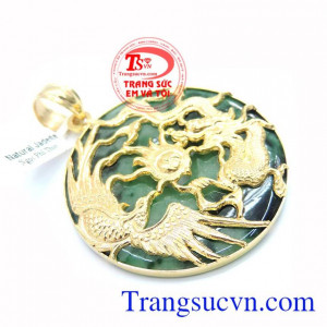 Mặt Jadeite Đồng xu Rồng Phượng Vàng 18k toàn quốc thanh toán an toàn
