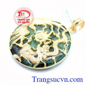 Mặt Dây Rồng Phượng Ngọc Jadeite chất lượng vàng 18k đảm bảo