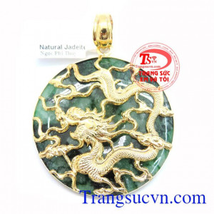 Mặt Ngọc Bọc Rồng Vàng 18K Sang Trọng, mặt dây chuyền nam, mặt ngọc bọc rồng vàng