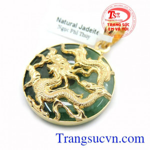 Mặt dây chuyền ngọc bọc rồng vàng nổi tinh tế và đẳng cấp