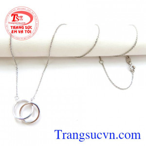 Dây Chuyền Nữ Nhẫn Lồng Vàng Trắng, dây chuyền nữ đẹp, dây chuyền nữ nhập khẩu Italy nguyên chiếc đeo bền đẹp sáng bóng